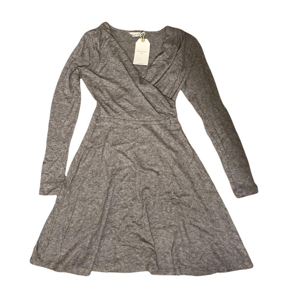 Super Soft Grey “Mock Wrap” Dress NWT